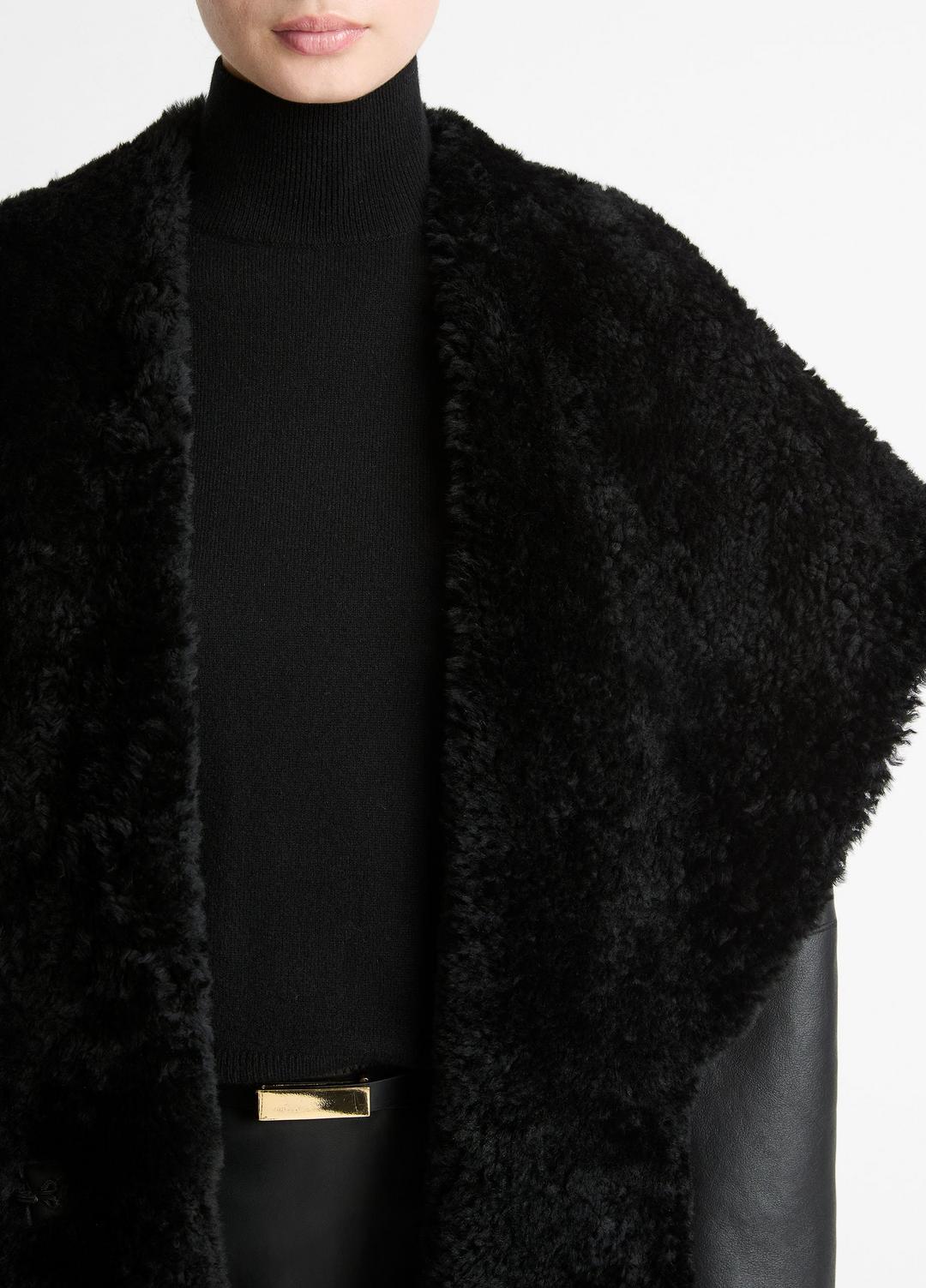 Shearling Hooded Jacket in Jackets BLACK | VINCE Women