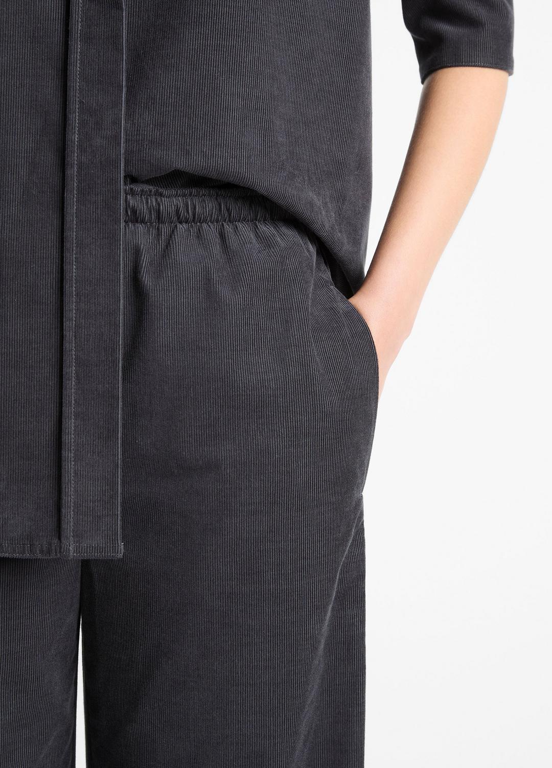 Cotton Corduroy Pull-On Pant in Wide Leg GRAPHITE | VINCE Women