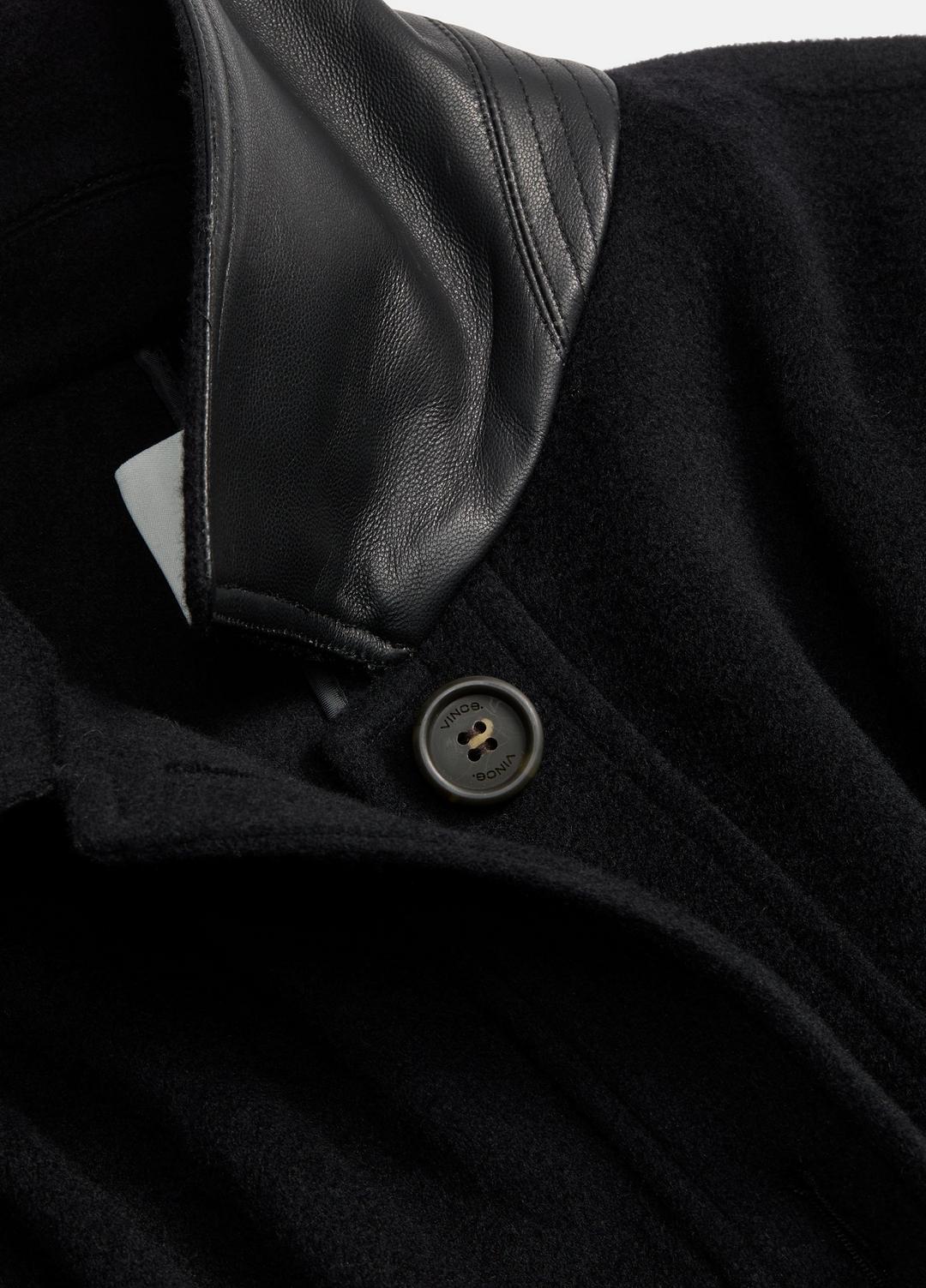 Leather-Trim Wool Cape in Accessories BLACK | VINCE Women