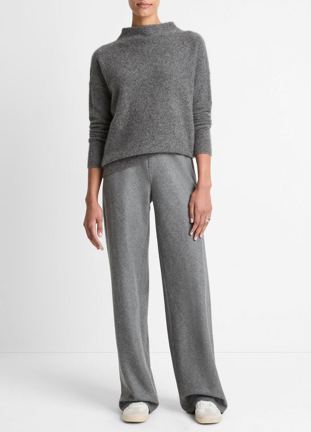 Donegal Cashmere Funnel-Neck Sweater in Turtleneck MEDIUM HEATHER GREY DONEGAL | VINCE Women