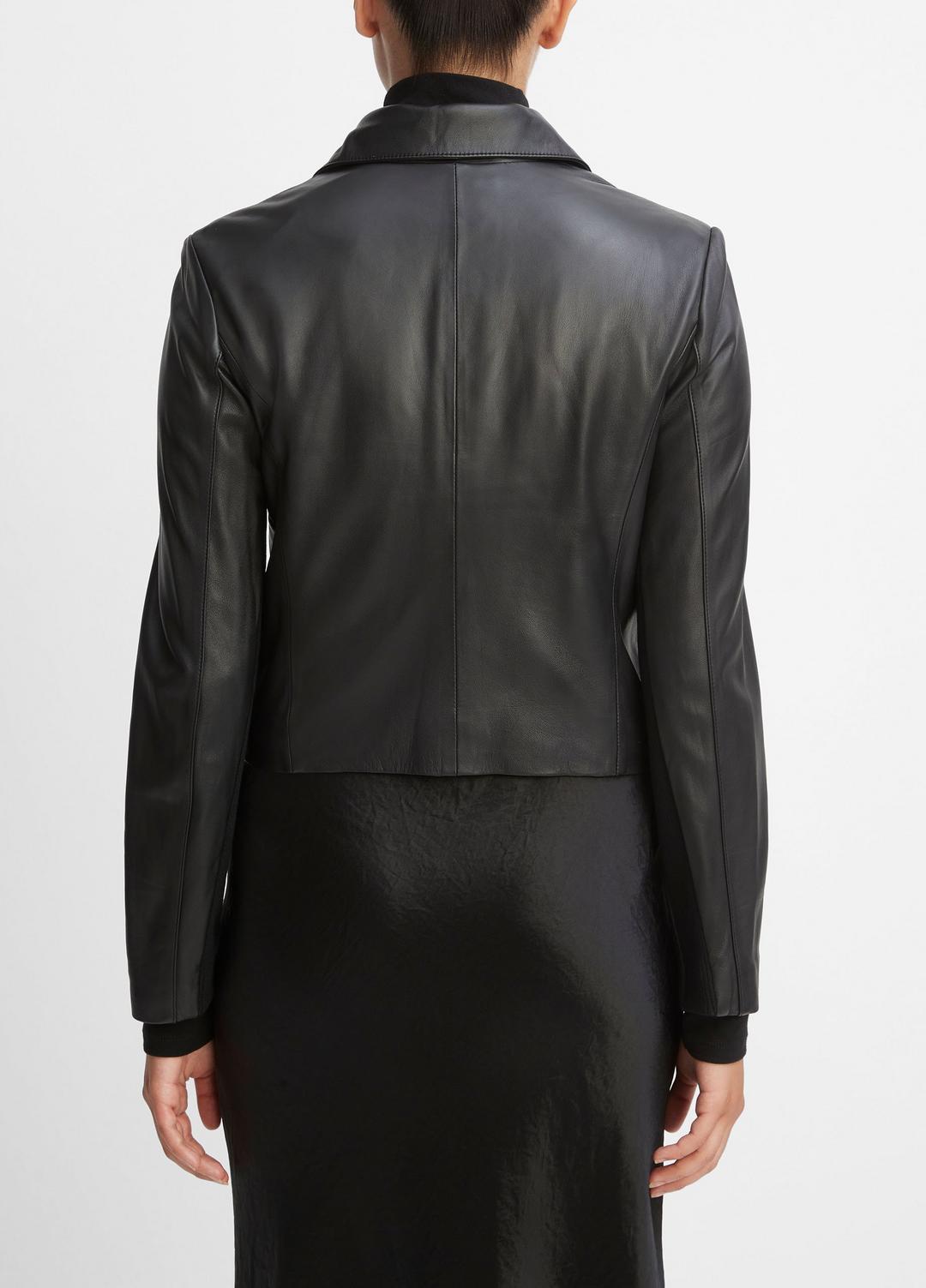 Leather Cross-Front Moto Jacket in Leather Jackets BLACK | VINCE Women