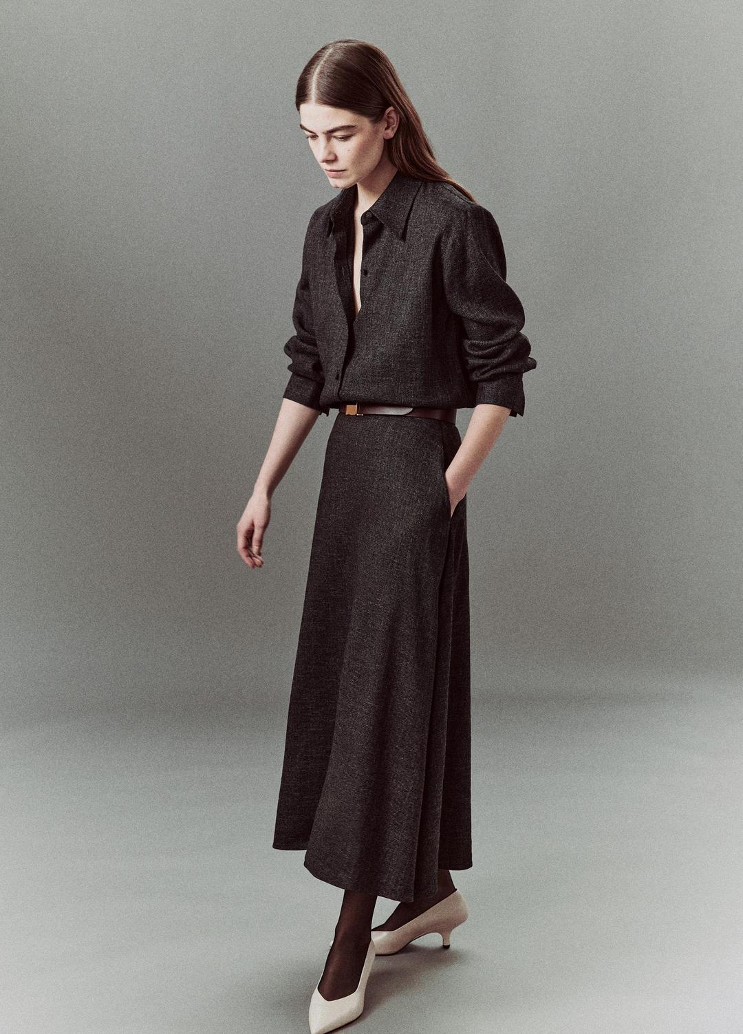 Italian Jaspe Relaxed Button-Front Shirt in Long Sleeve MEDIUM HEATHER GREY | VINCE Women