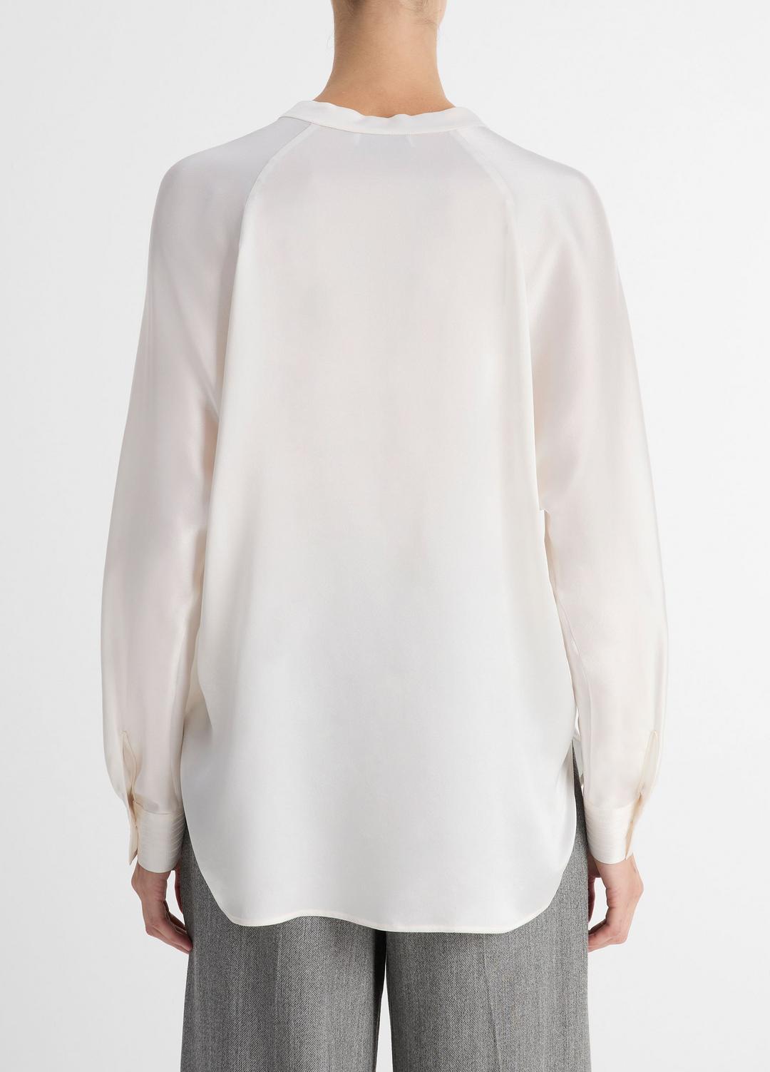 Silk Satin Band-Collar Blouse in Long Sleeve OPTIC WHITE | VINCE Women