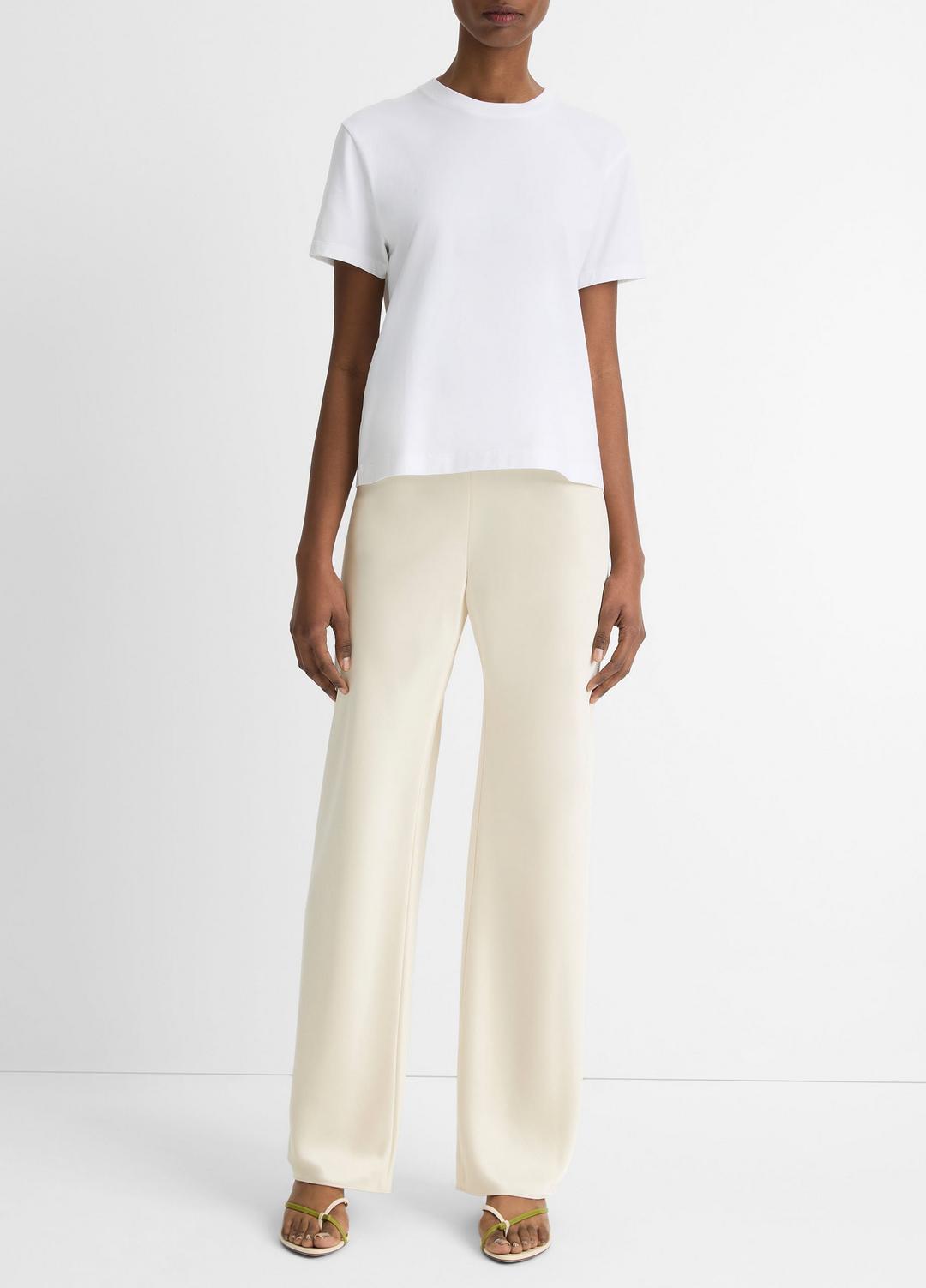 Pima Cotton Crew Neck T-Shirt in Short Sleeve OPTIC WHITE | VINCE Women