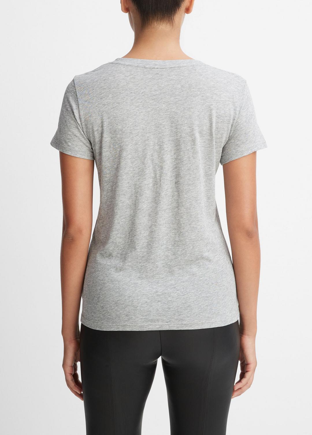 Essential Pima Cotton V-Neck T-Shirt in Short Sleeve HEATHER GREY | VINCE Women