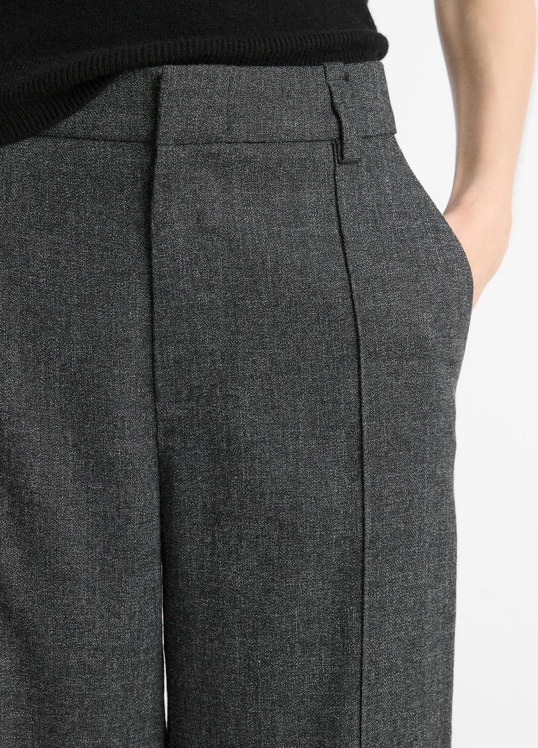 Italian Jaspe Pintuck High-Waist Wide-Leg Pant in Wide Leg MEDIUM HEATHER GREY | VINCE Women