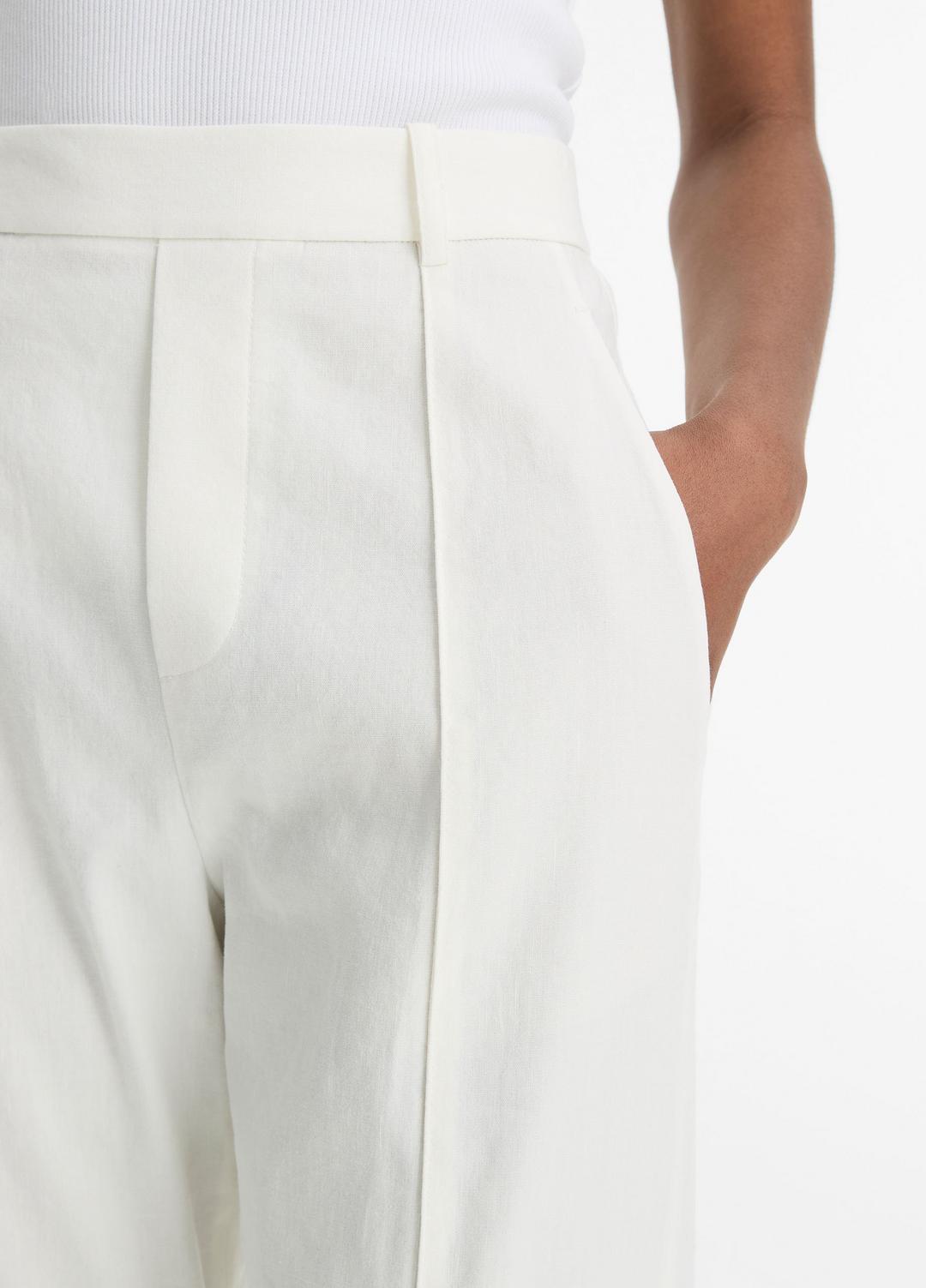 Grace Mid-Rise Linen-Blend Pull-On Pant in Trousers OFF WHITE | VINCE Women