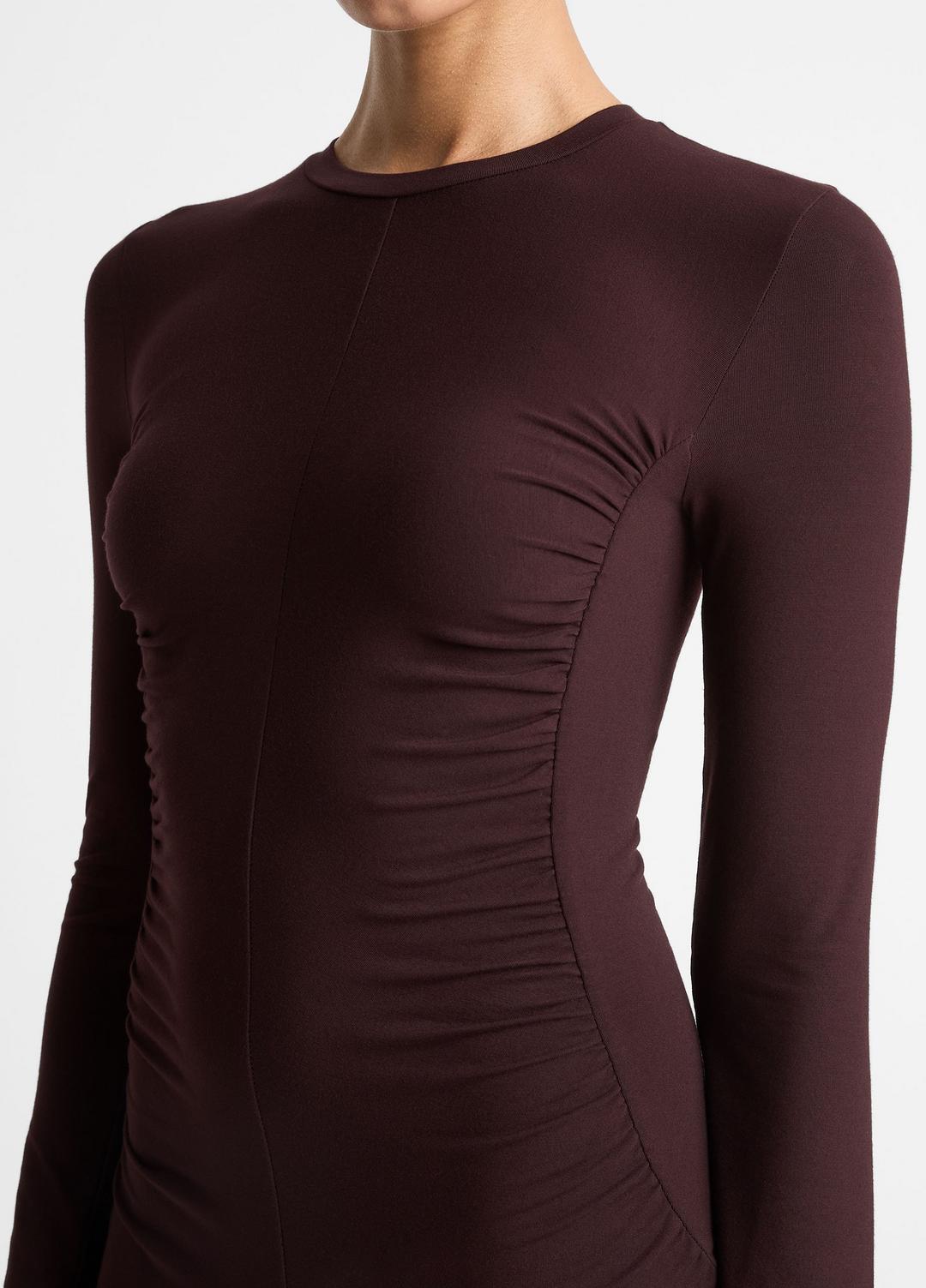 Ruched-Seam Long-Sleeve Dress in Dresses DARK FIG | VINCE Women