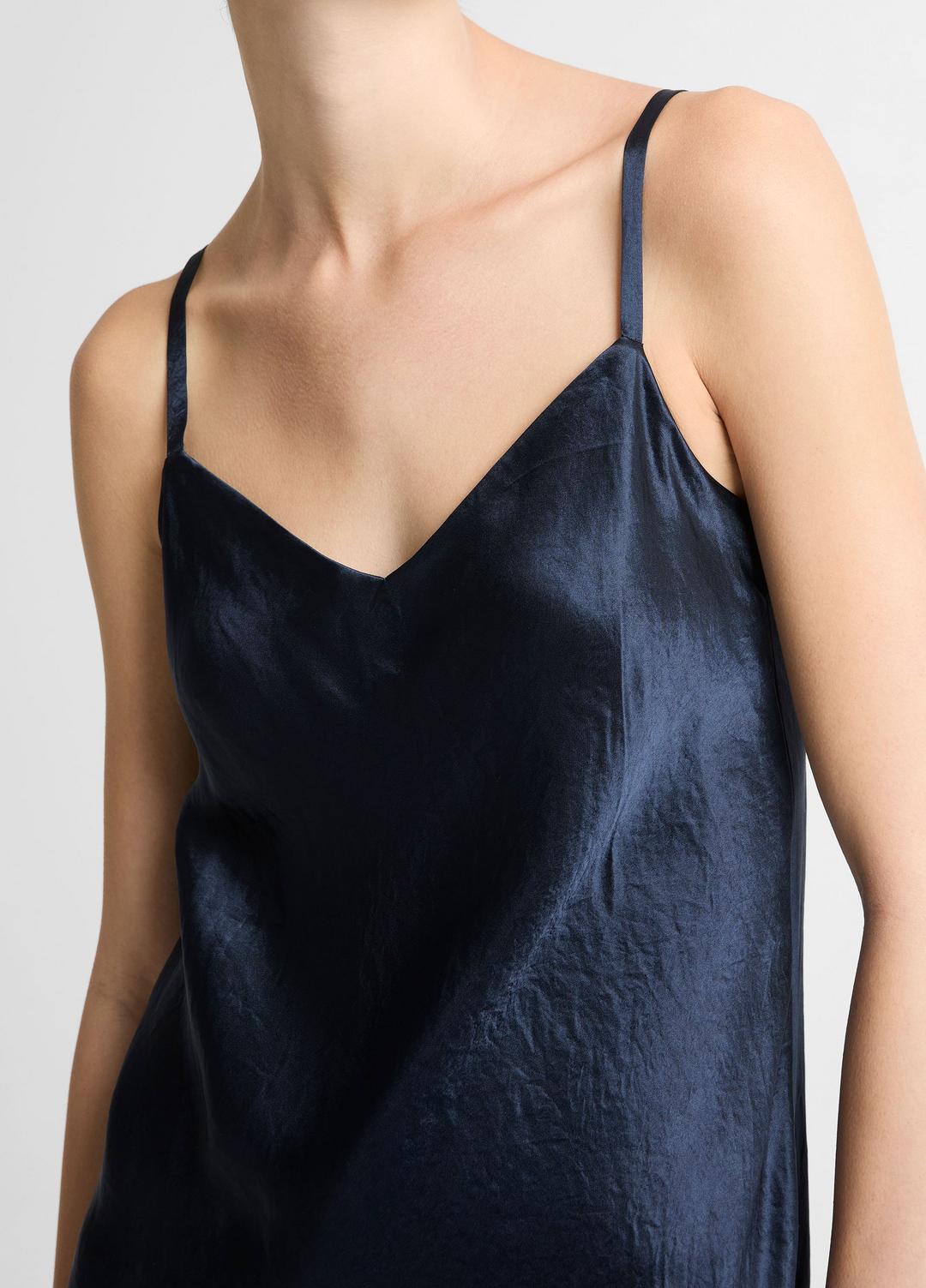 Satin V-Neck Slip Dress in Dresses COASTAL BLUE | VINCE Women