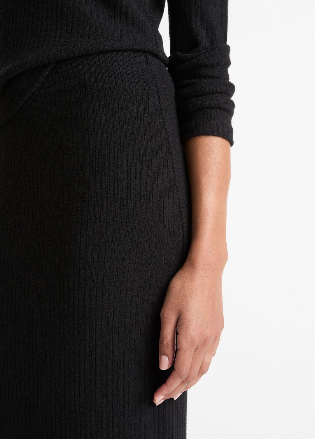 Cozy Rib Midi Skirt in Skirts BLACK | VINCE Women
