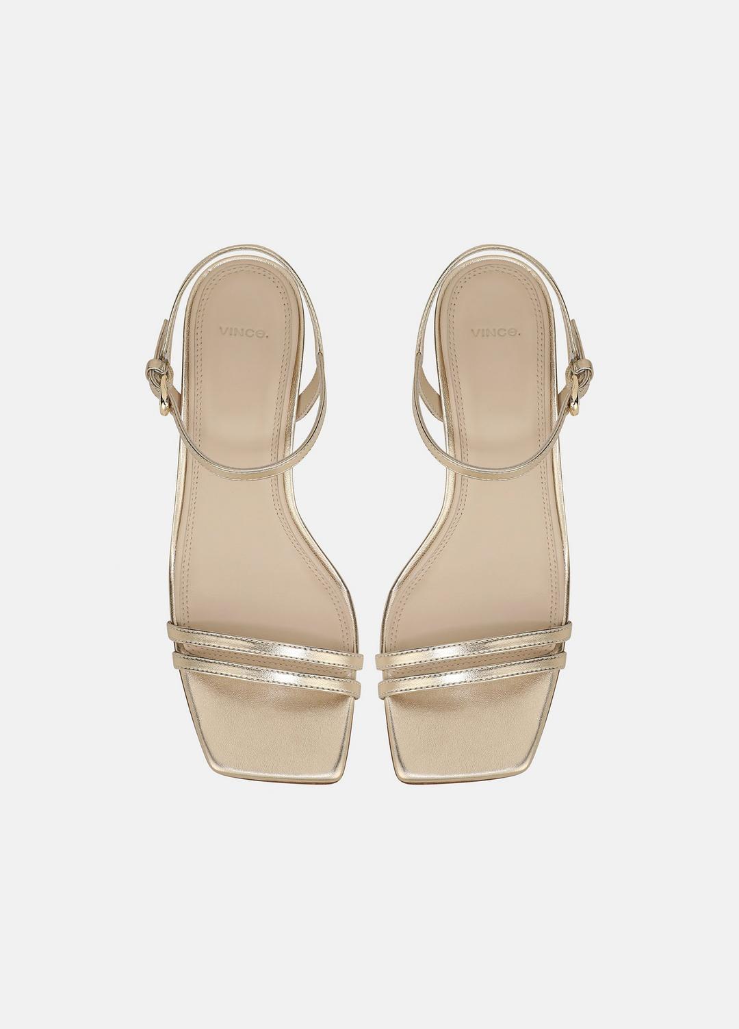Tilda Metallic Leather Heeled Sandal in Heels CHAMPAGNE | VINCE Women