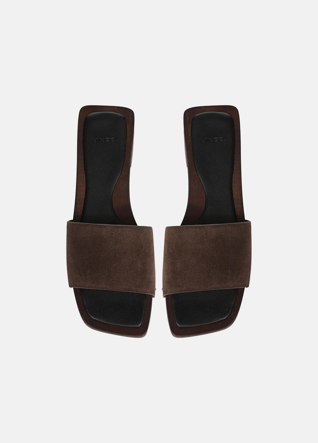 Barbara Leather Slide Sandal in Sandals DARK MOCHA | VINCE Women