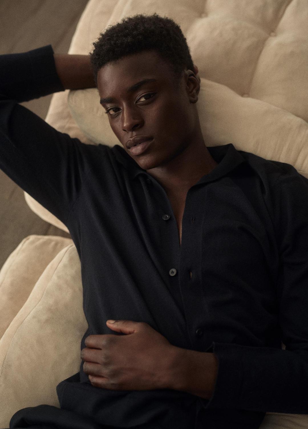 Featherweight Merino Wool-Cashmere Sweater Shirt in Long Sleeve COASTAL BLUE | VINCE Men