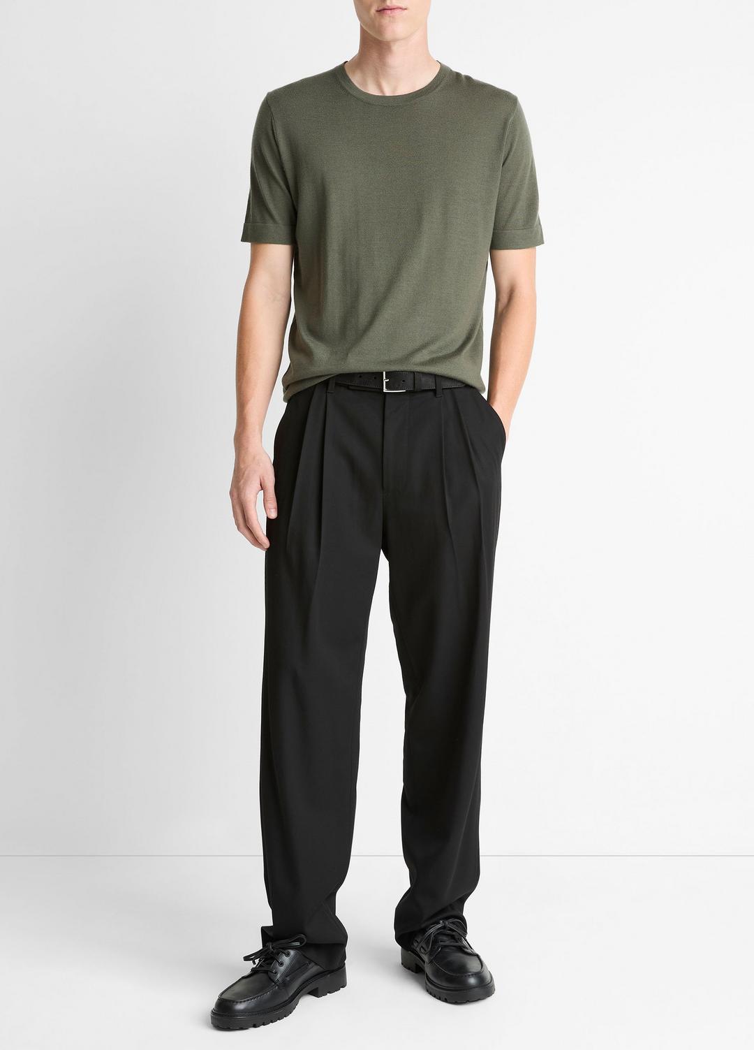 Featherweight Merino Wool-Cashmere Short-Sleeve Sweater in Short Sleeve SYCAMORE | VINCE Men