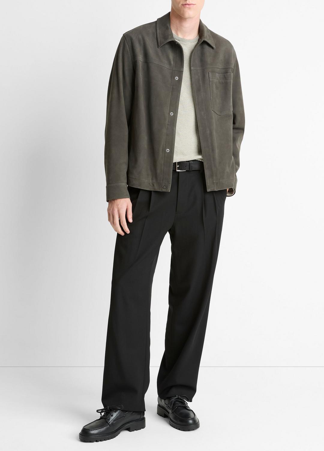 Nubuck Leather Trucker Jacket in Leather Jackets SYCAMORE | VINCE Men