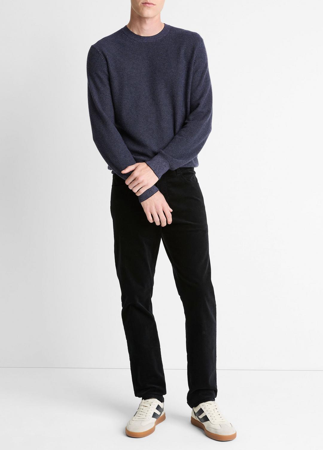 Geo-Jacquard Wool-Blend Crew Neck Sweater in Crew Neck HYACINTH/COASTAL BLUE | VINCE Men