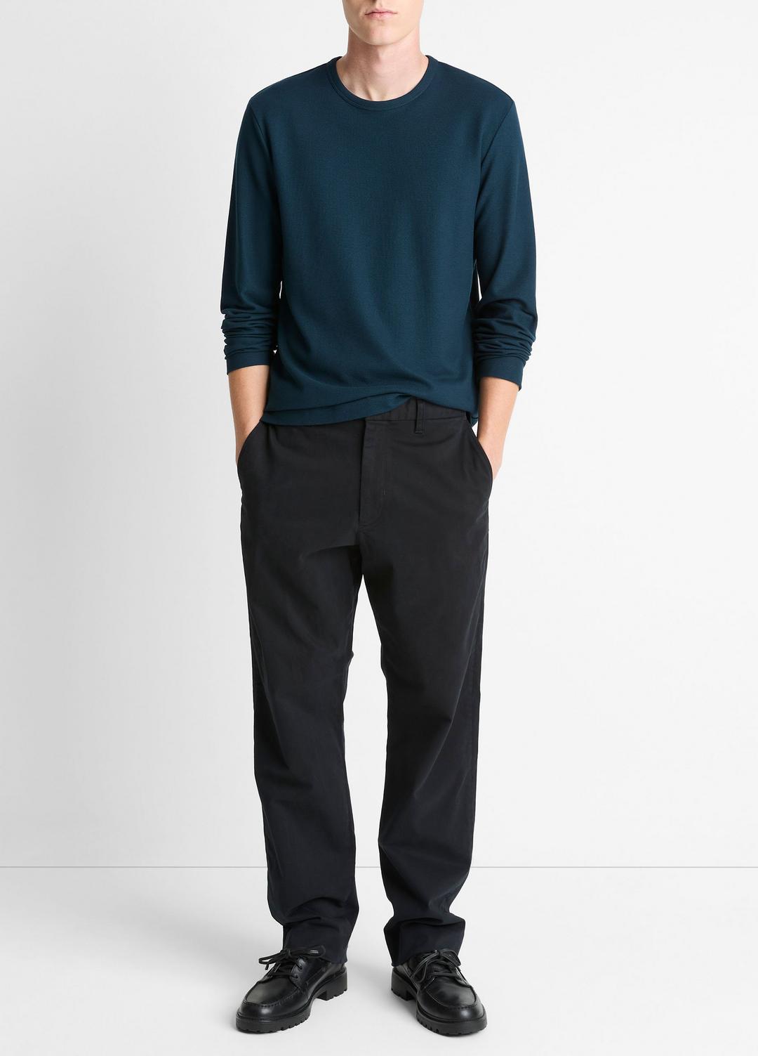 Pima Cotton Piqué Long-Sleeve T-Shirt in Long Sleeve RAPIDS | VINCE Men