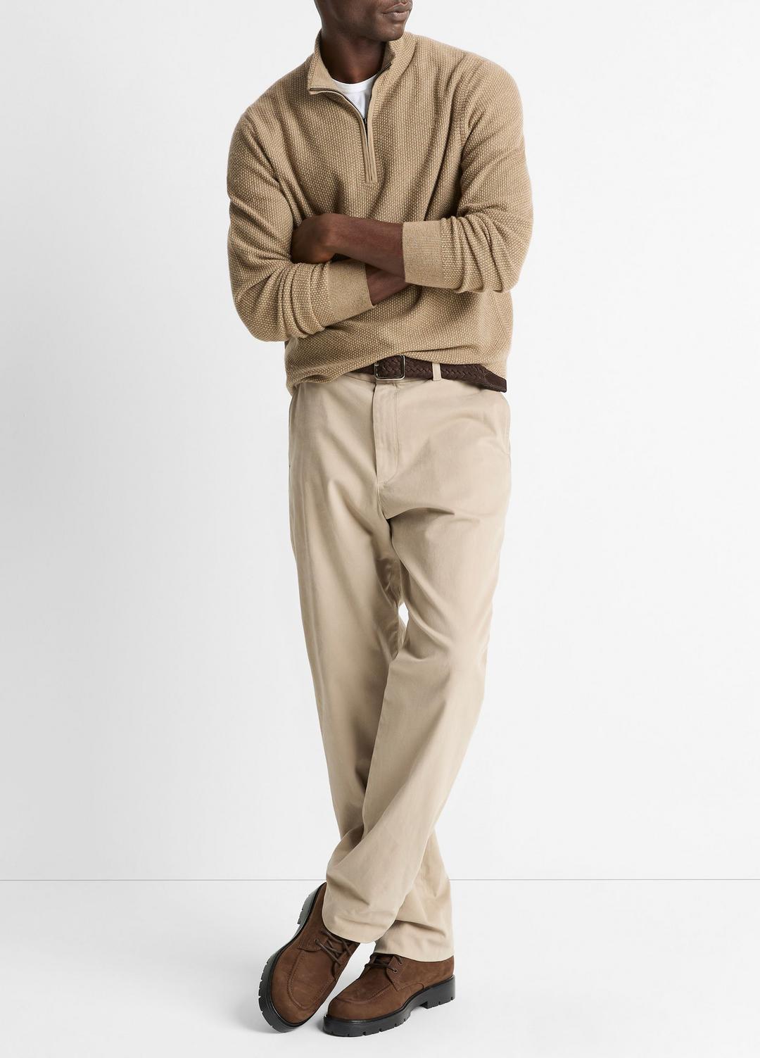 Geo-Jacquard Wool-Blend Quarter-Zip Sweater in Crew Neck TETON/RIVER SAND | VINCE Men