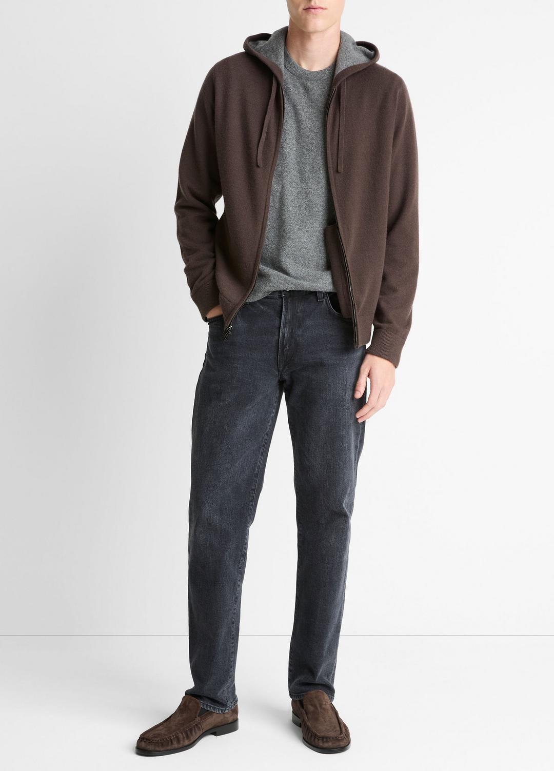 Cashmere Zip-Front Hoodie in Sweatshirts & Hoodies MISSION/MEDIUM HEATHER GREY | VINCE Men