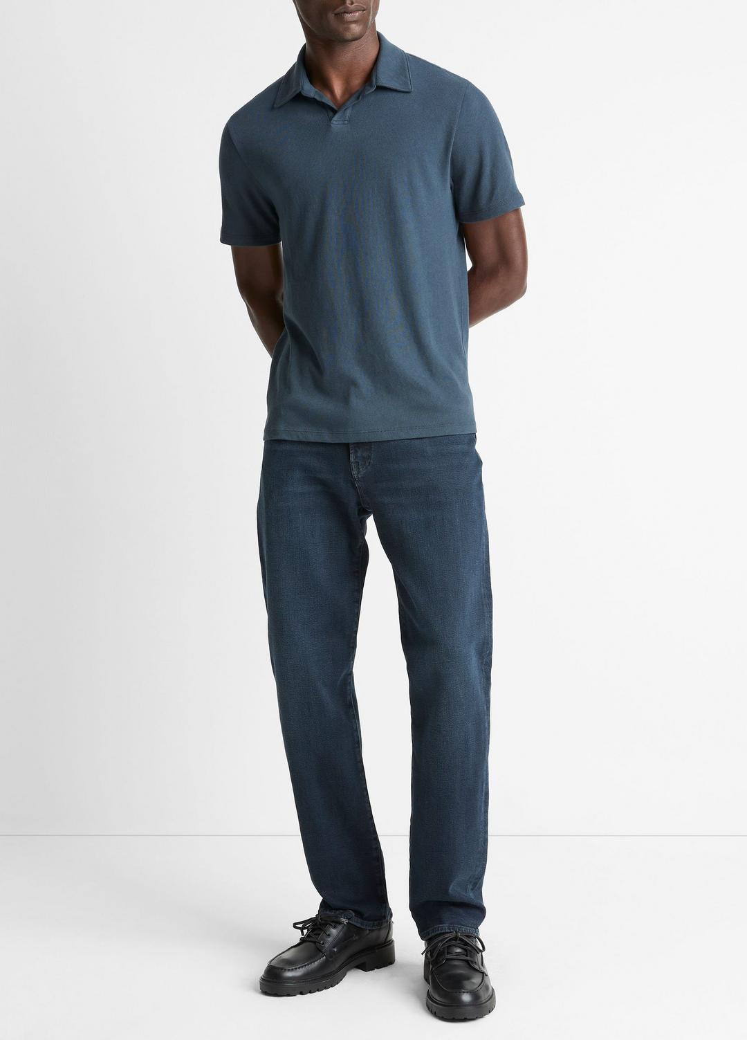 Cotton Johnny-Collar Polo Shirt in Henleys & Polos CLEAR LAKE | VINCE Men