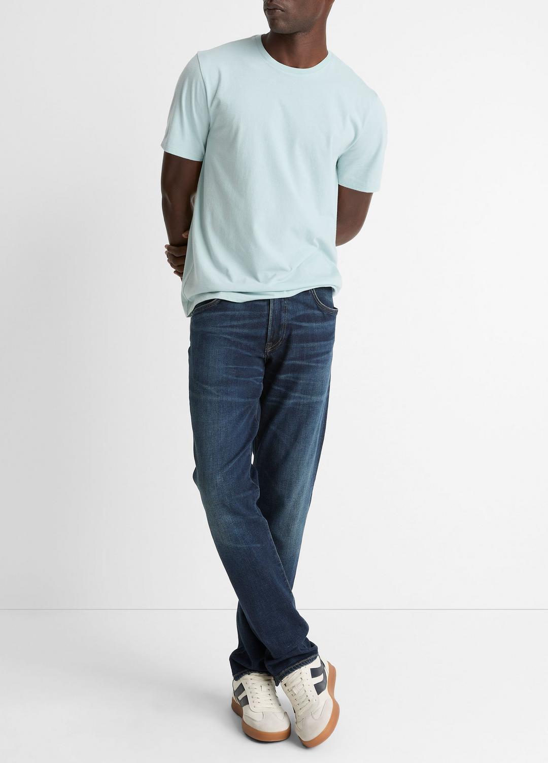 Pima Cotton Crew Neck T-Shirt in Short Sleeve DARK CASCADE | VINCE Men
