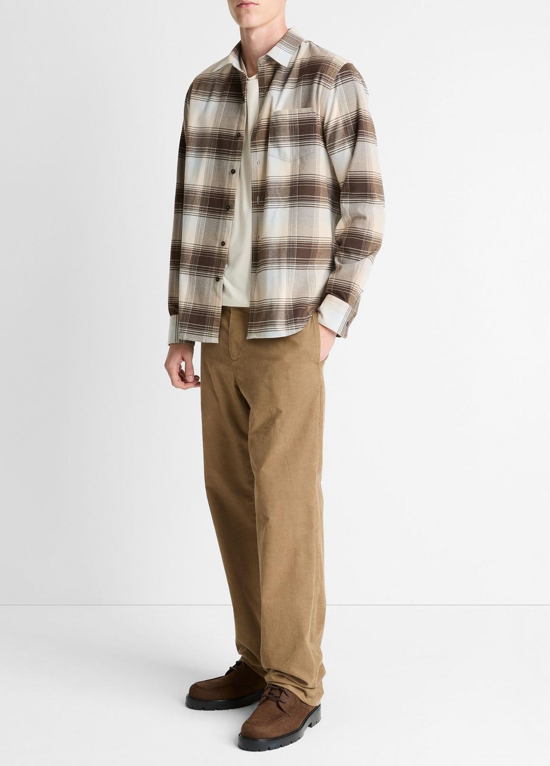 Missoula Plaid Button-Front Shirt in Long Sleeve WHITECAP COMBO | VINCE Men