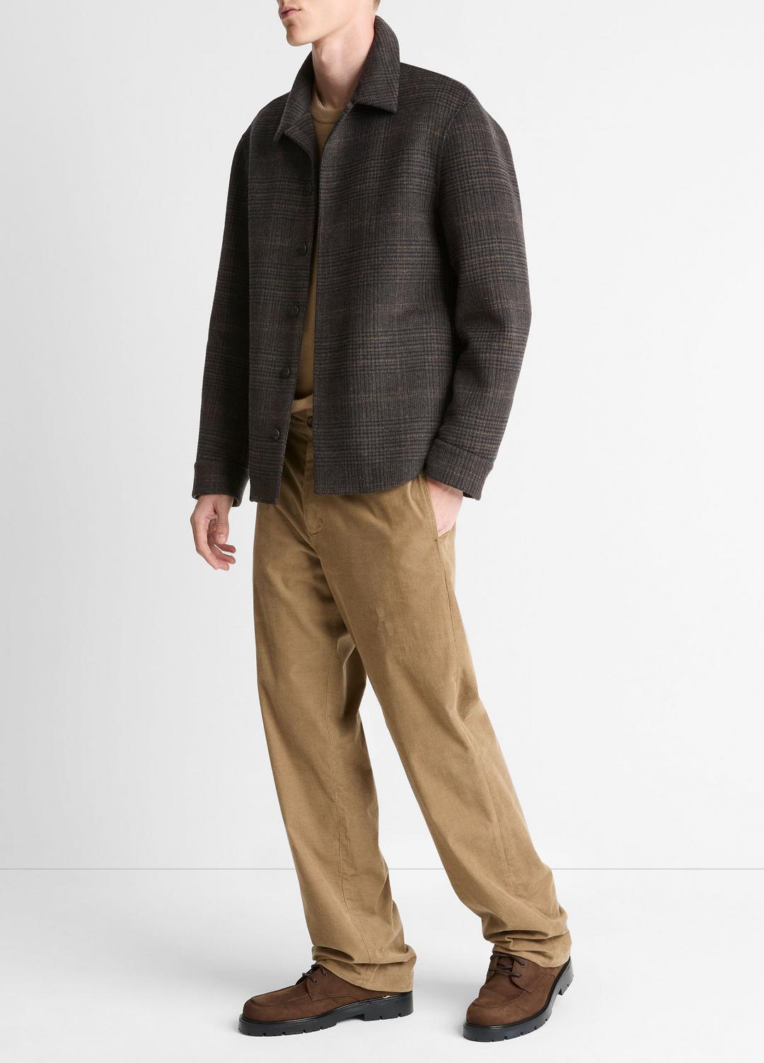 Plaid Splittable Wool-Blend Shirt Jacket in Shirt Jackets DARK MISSION | VINCE Men