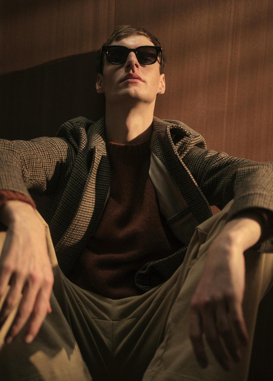 Houndstooth Bomber Jacket in Jackets DARK ROAST COMBO | VINCE Men