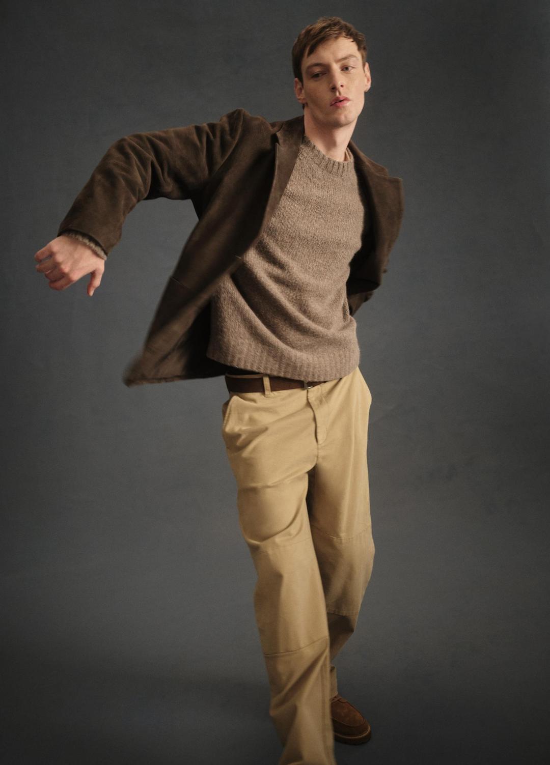 Donegal Cashmere Raglan-Sleeve Sweater in Crew Neck DARK HEATHER MOUSE | VINCE Men