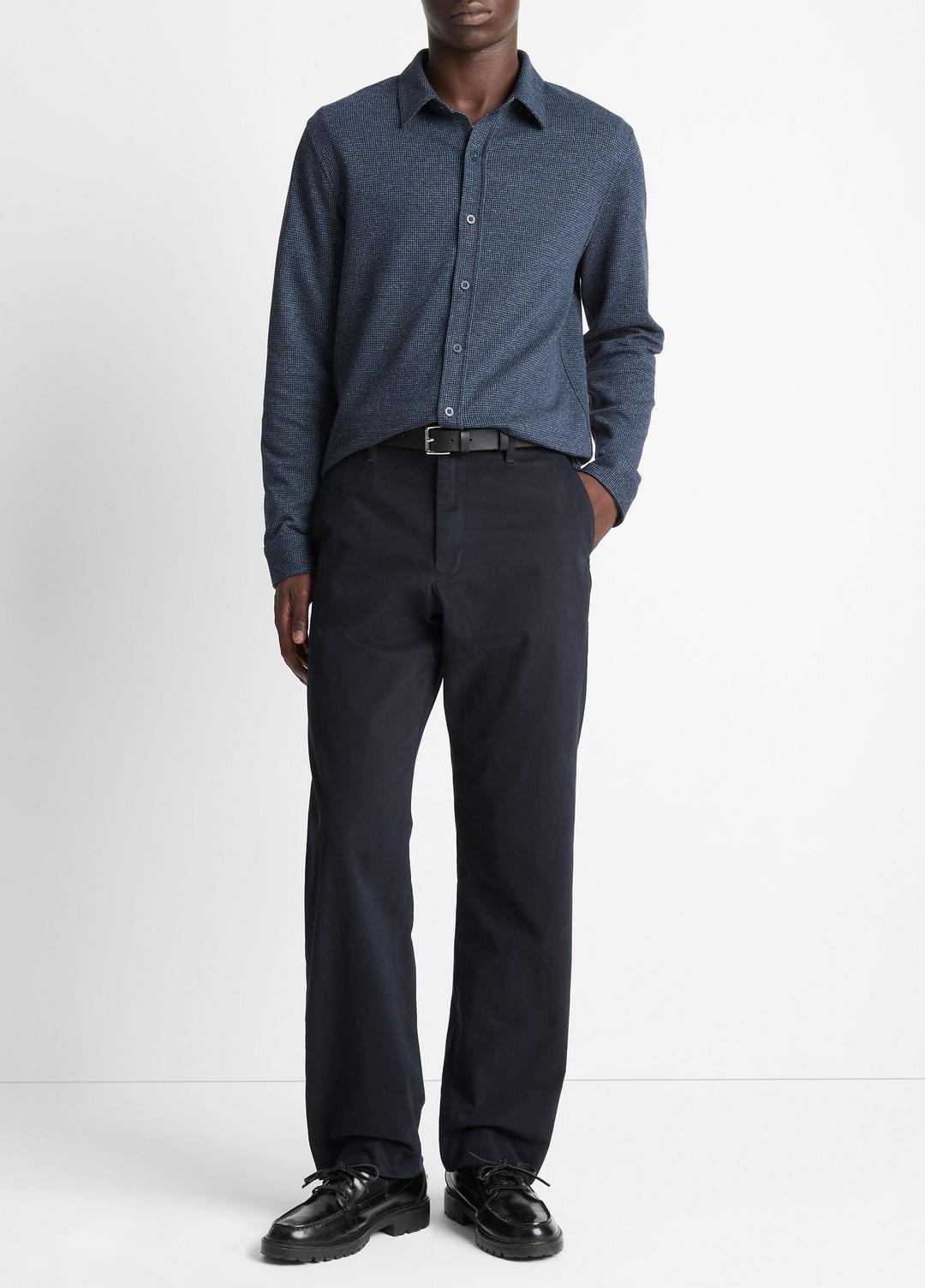 Houndstooth Cotton-Blend Button-Front Shirt in Long Sleeve COASTAL COMBO | VINCE Men