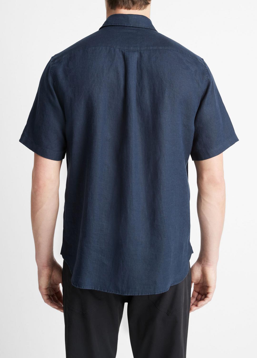 Linen Short-Sleeve Shirt in Short Sleeve COASTAL BLUE | VINCE Men