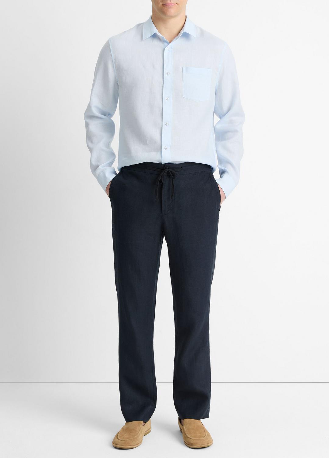 Linen Long-Sleeve Shirt in Long Sleeve GLACIER | VINCE Men