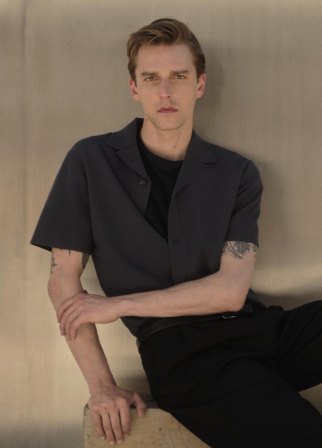 Merino Wool Cabana Shirt in Short Sleeve STUDIO | VINCE Men