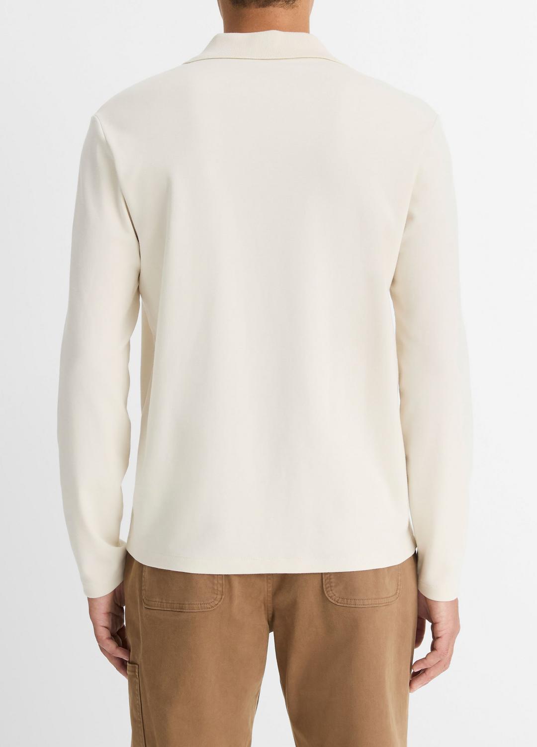 Milano Pima Cotton-Blend Johnny-Collar Shirt in Long Sleeve BONE | VINCE Men