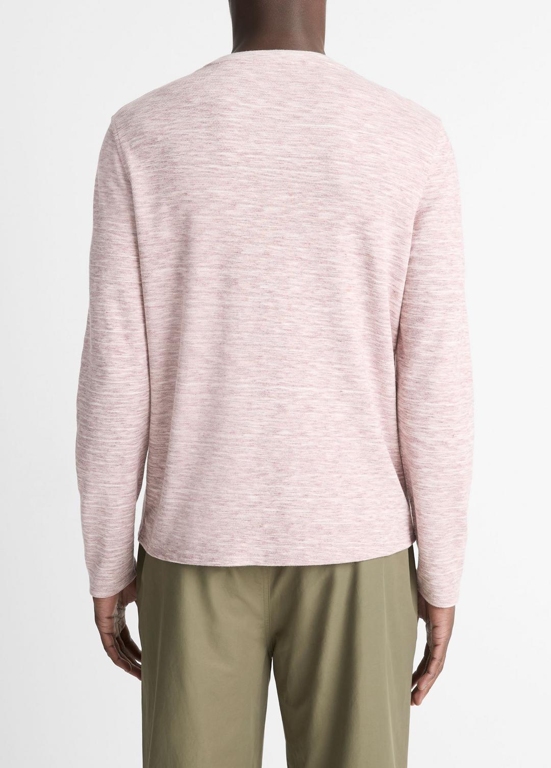 Space-Dye Cotton-Blend Long-Sleeve T-Shirt in Long Sleeve MALBEC/OFF WHITE | VINCE Men
