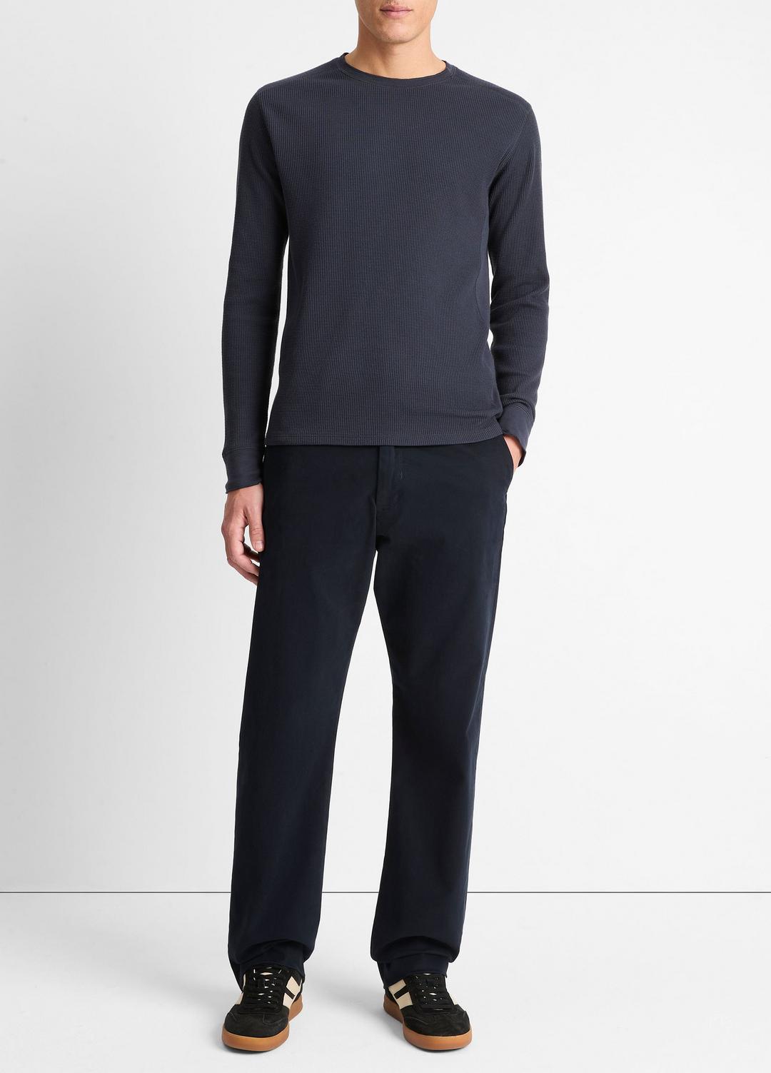 Pima Cotton-Blend Thermal Long-Sleeve Pullover in Long Sleeve COASTAL BLUE | VINCE Men