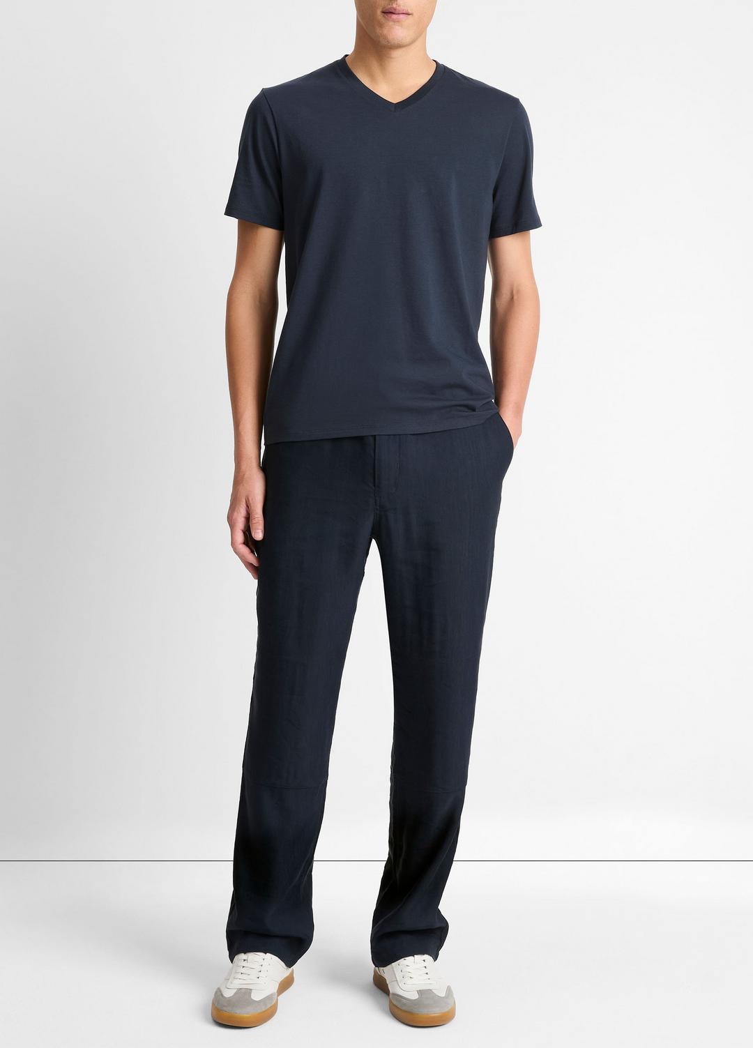 Pima Cotton V-Neck T-Shirt in Short Sleeve COASTAL BLUE | VINCE Men