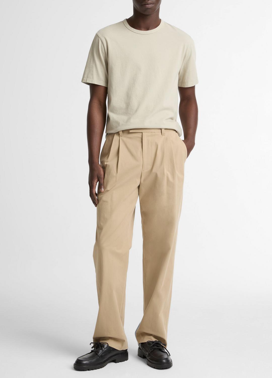 Garment Dye Cotton T-Shirt in Short Sleeve WASHED PARCHMENT | VINCE Men
