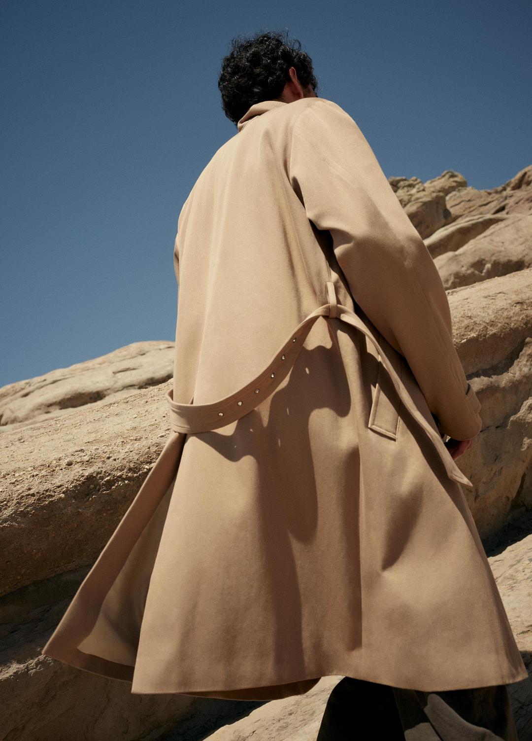 Italian Cotton Double-Breasted Trench Coat in Coats LIGHT BEACHWOOD | VINCE Men