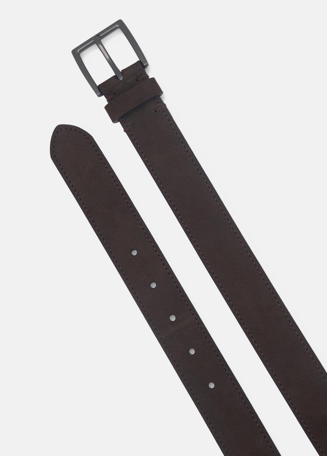 Men's 32mm Nubuck Leather Belt in Belts DARK ROAST/MATTE GUNMETAL | VINCE Men