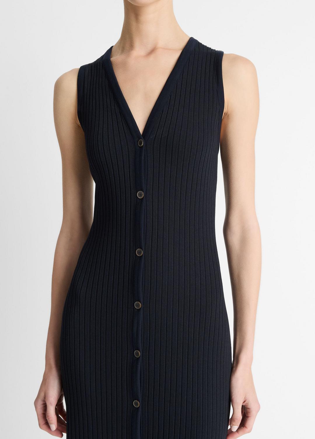 Ribbed Cotton-Blend Button-Front Dress in Dresses & Skirts COASTAL BLUE | VINCE Sale