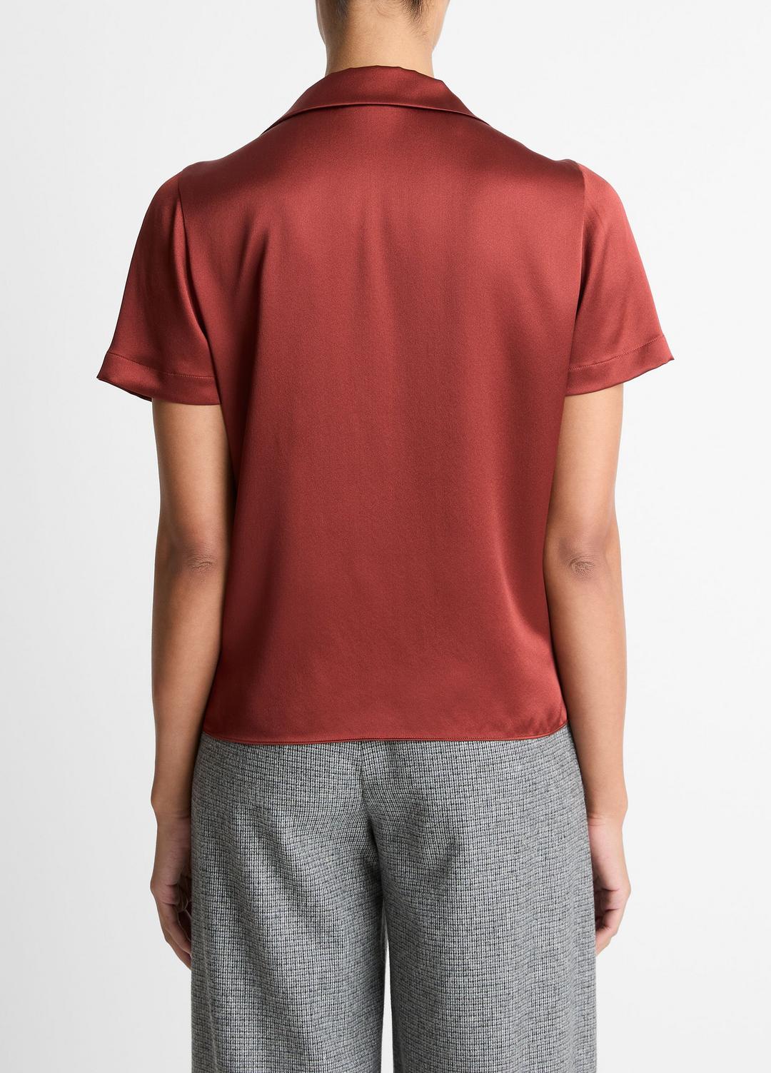 Silk Short-Sleeve Button-Front Shirt in Shirts & Tees SIENA | VINCE Sale