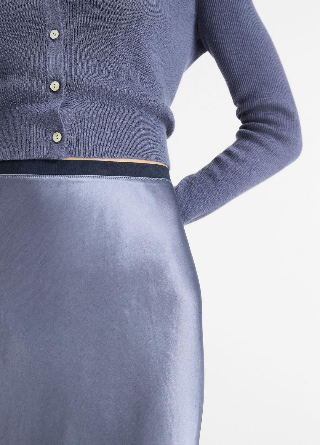 Contrast-Waistband Satin Bias Skirt in Dresses & Skirts MAUVE THISTLE | VINCE Sale