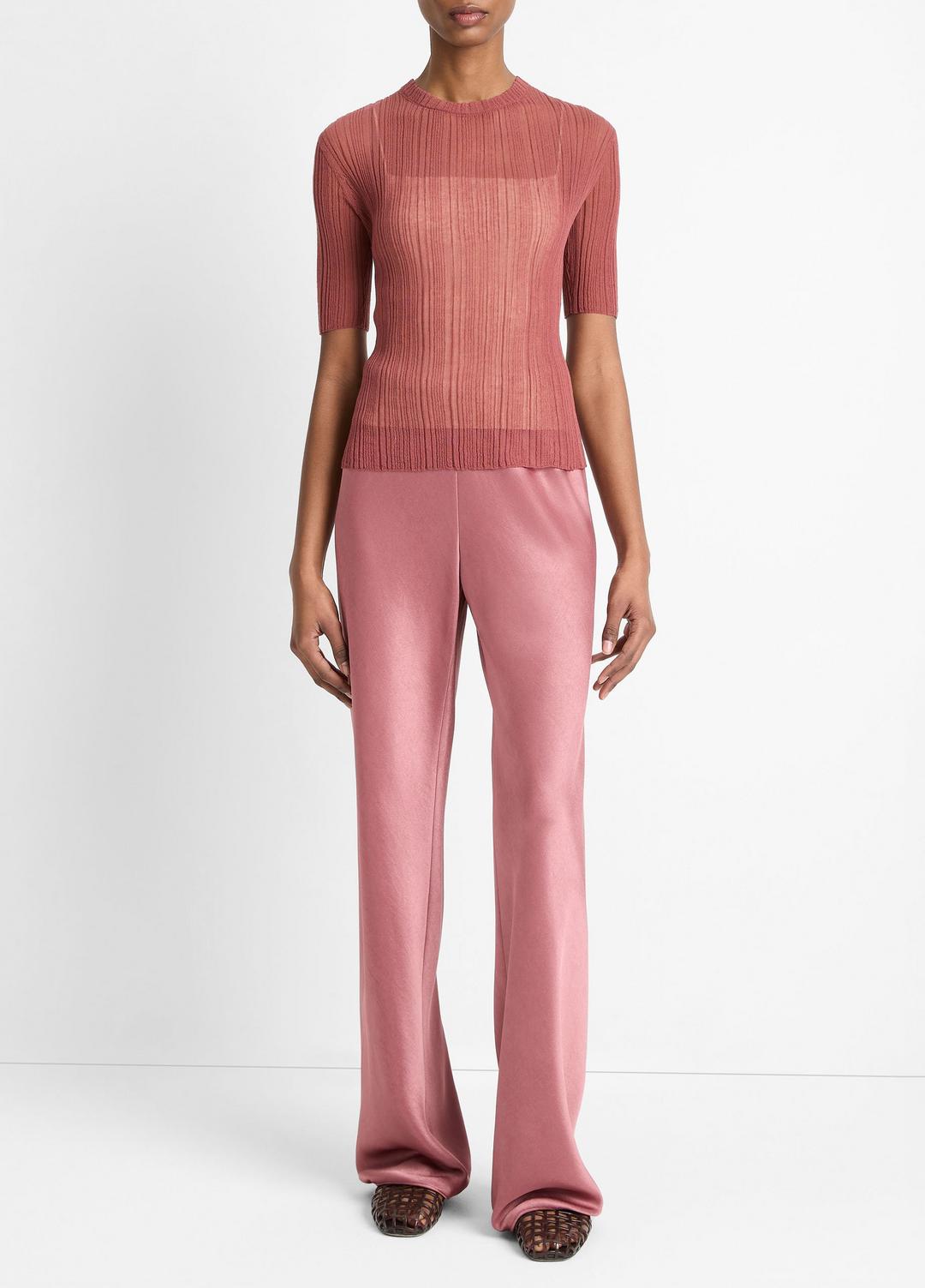 Italian Cotton-Blend Double-Layer Top in Sweaters ROSE JAM/SABBIA | VINCE Sale