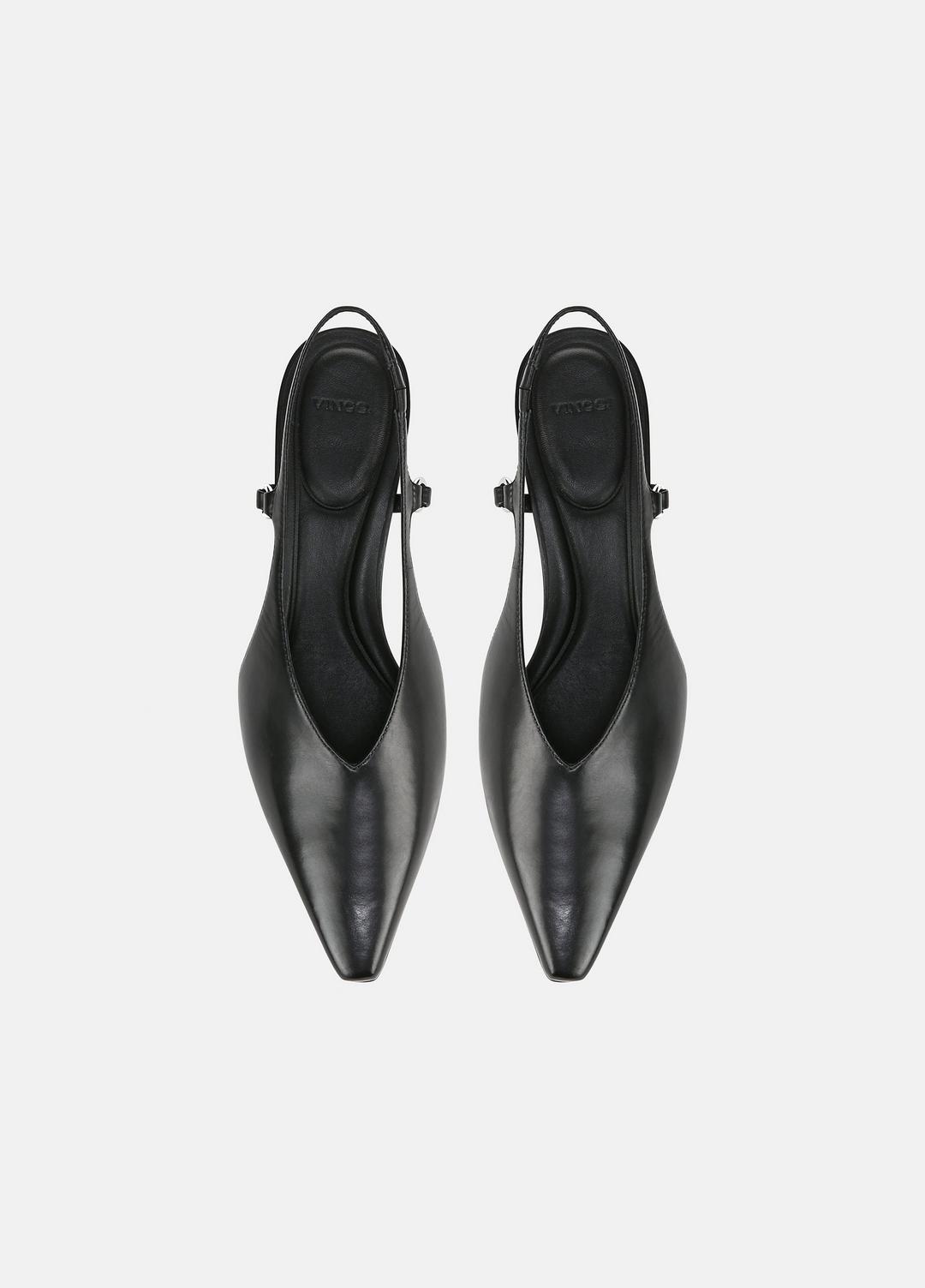 Sabrina Leather Slingback Kitten Heel in Shoes BLACK | VINCE Sale