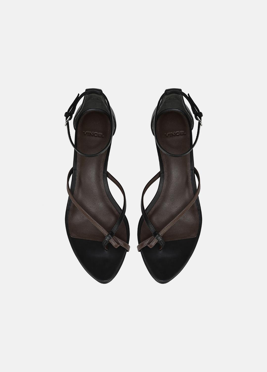 Siri Leather Heeled Sandal in Shoes BLACK/NUTWOOD | VINCE Sale