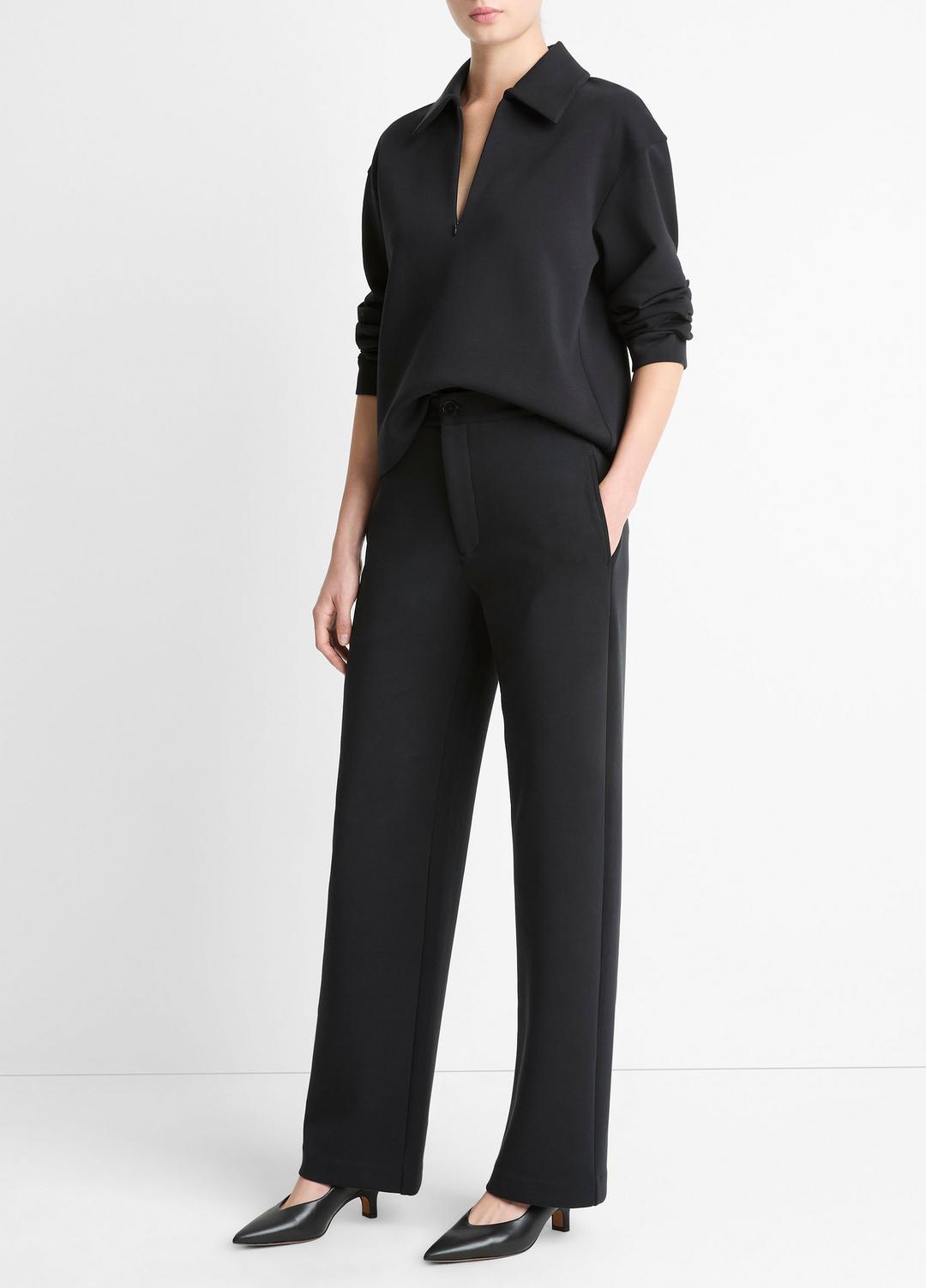 Cotton-Blend Trouser in Trousers BLACK | VINCE Women