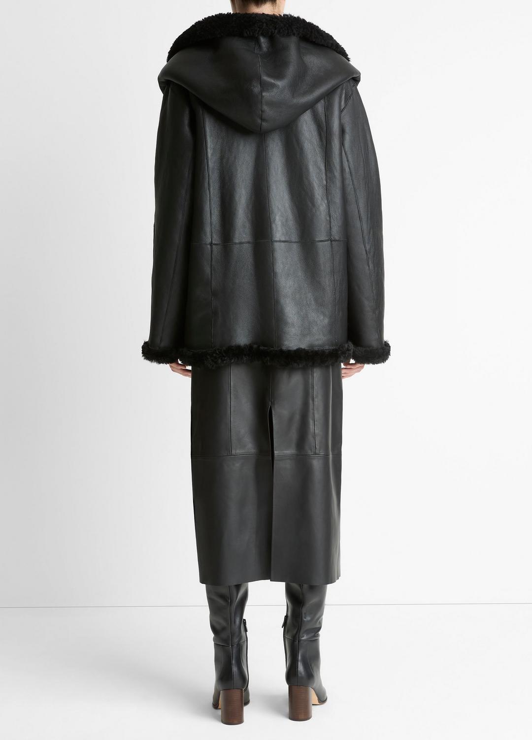 Shearling Hooded Jacket in Jackets BLACK | VINCE Women