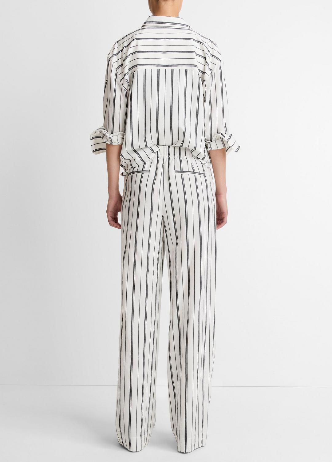 Resort Stripe Pull-On Pant in Wide Leg WHITE/BLACK | VINCE Women