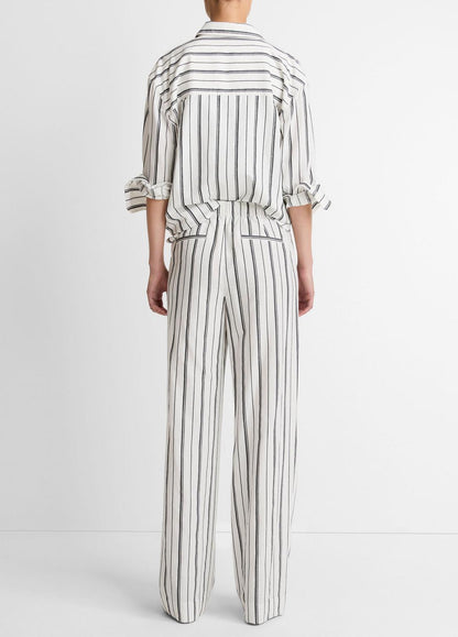 Resort Stripe Pull-On Pant in Wide Leg WHITE/BLACK | VINCE Women